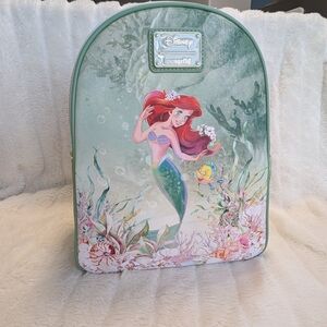 Loungefly Backpack Disney The Little Mermaid Ariel And Flounder Green Underwater